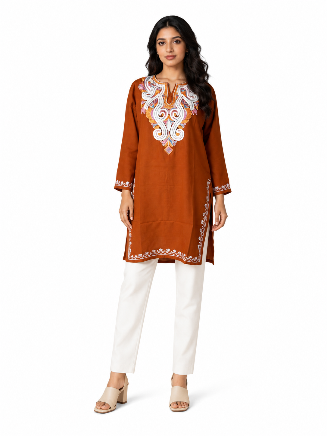 Noor : Aari embroidery summer kurti | Bronze